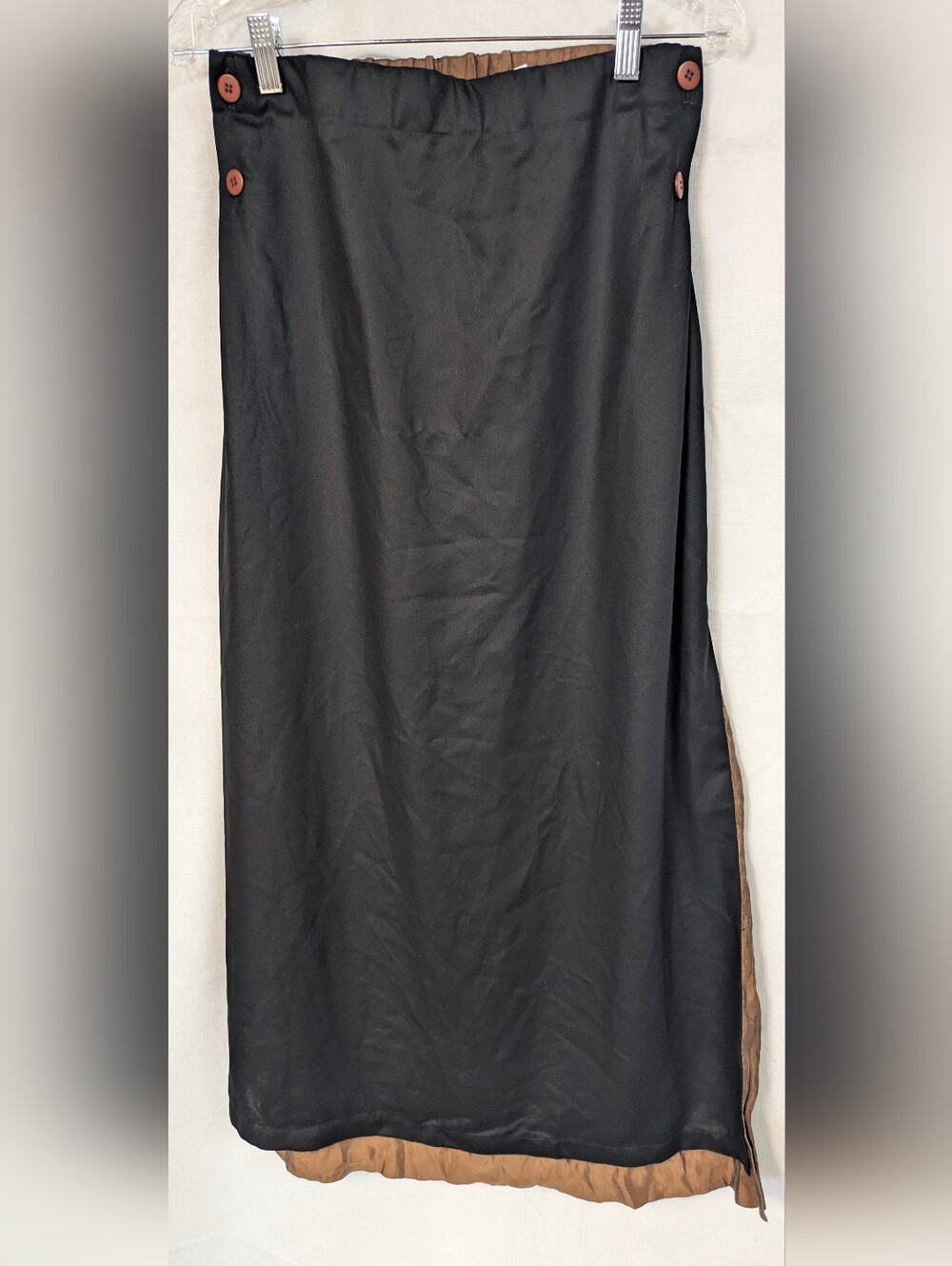 Issey Miyake Black Midi Skirt with Gold Trim